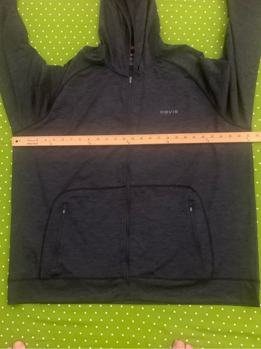 ORVIS Blended Polyester Charcoal Hooded Sweatshirt - Picture 5 of 6